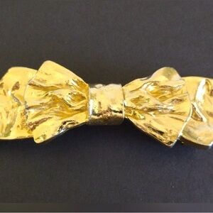Mimi Di N (Signed) ~ 1986 ~ 2 Piece Heavy Textured Gold Ribbon Tie Belt Buckle